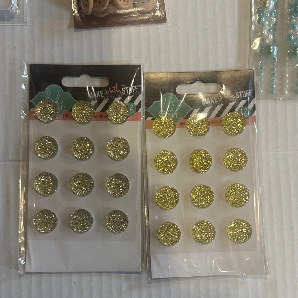 NWT Assorted Home Party craft Supplies Set with tulle ribbon brads stick ons